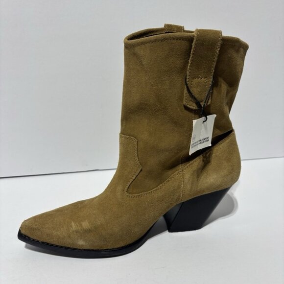 Zara Women’s Brown Suede Western Boots, Size EUR 39, US 8 M - Picture 2 of 6